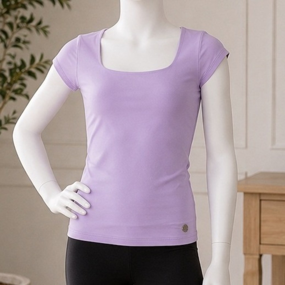 Justice Girls Seamless Top Cap Sleeve Square Neck Lavender XL Plus 16P 18P
